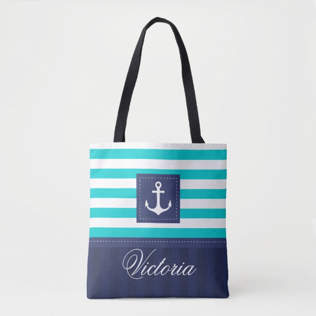 Tote Bag Coutume nautique élégante de conception d'Ancre de (Devant)