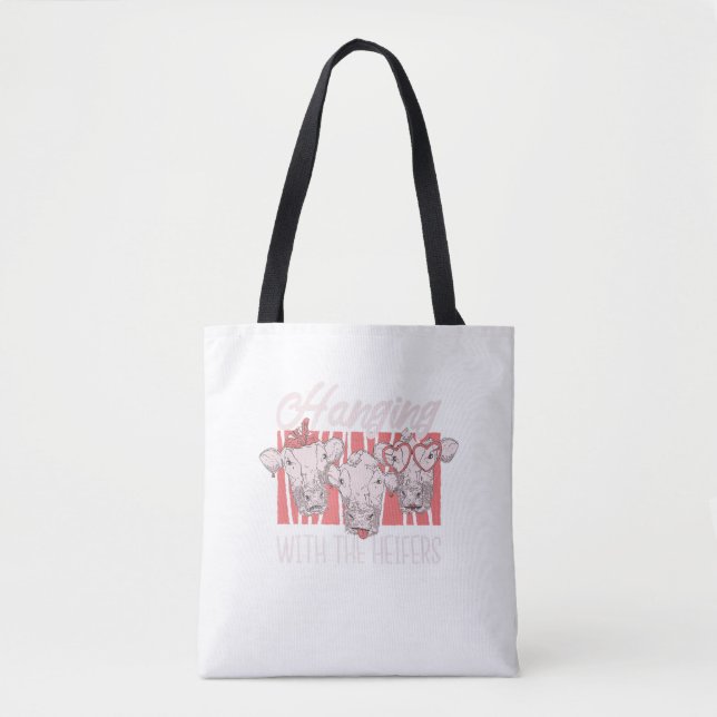 Tote Bag Cow Farm Animal Life Funny Just Hanging With My He (Devant)