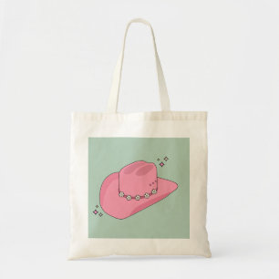 Tote Bag Cowboy Casquette Preppy Rose Et Vert