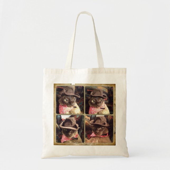 Tote Bag Cowboy Cat, 4 Vues (Devant)