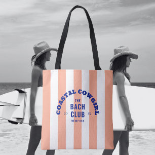 Tote Bag Cowgirl Côtière Le Club Bach Rayure Cabana Rose