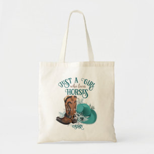 Tote Bag Cowgirl cowboy bottes casquette Girl Love chevaux 
