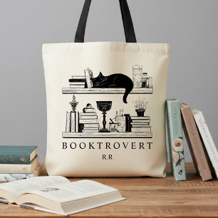 Tote Bag Cozy Academia Booktrovert Monogramme pour amoureux