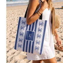 Crabe Bleu Monogramme Nautical Coastal