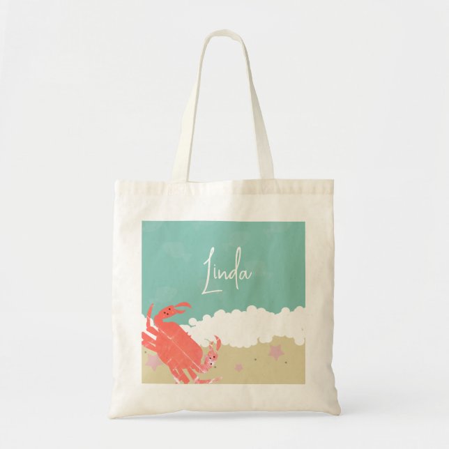 Tote Bag Crabe Ocean Beach Sand Waves Sea Creator (Devant)