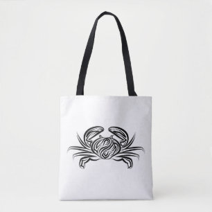 Tote Bag Crabe tribal noir et blanc