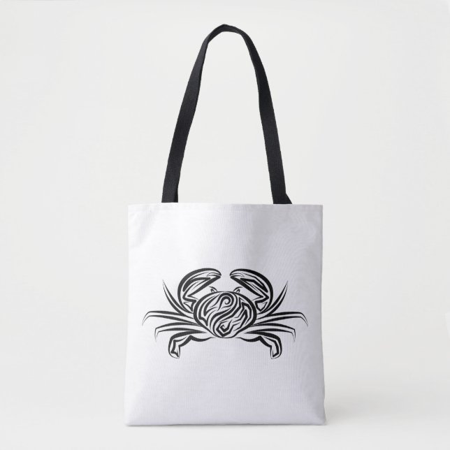 Tote Bag Crabe tribal noir et blanc (Devant)