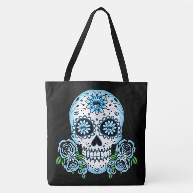 Tote Bag Crâne à sucre bleu (Devant)