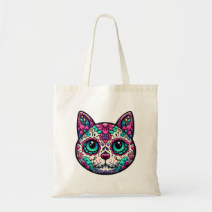 Tote Bag Crâne à sucre de chats coloré