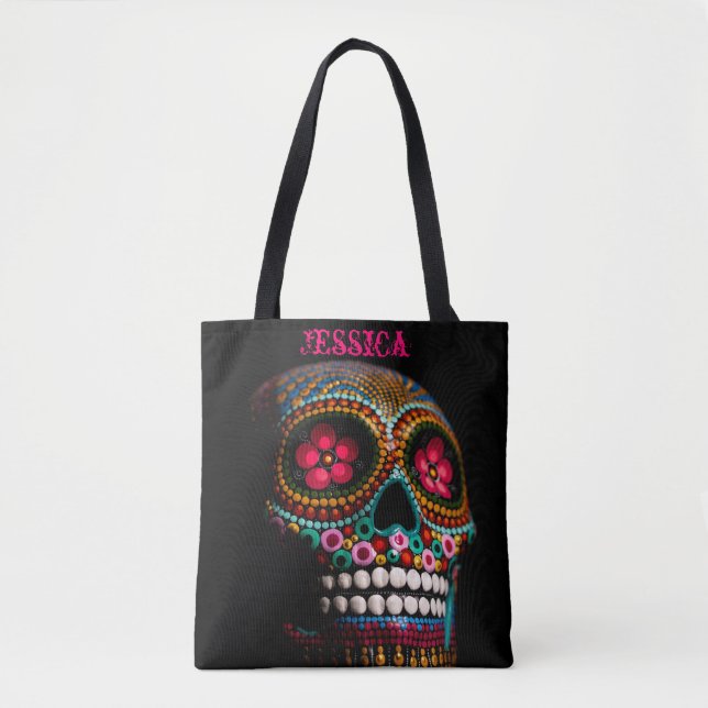 Tote Bag Crâne à sucre personnalisé (Devant)