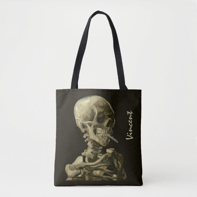 Tote Bag Crâne avec cigarette brûlante par Vincent van Gogh (Devant)