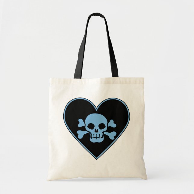 Tote Bag Crâne bleu dans le coeur (Devant)