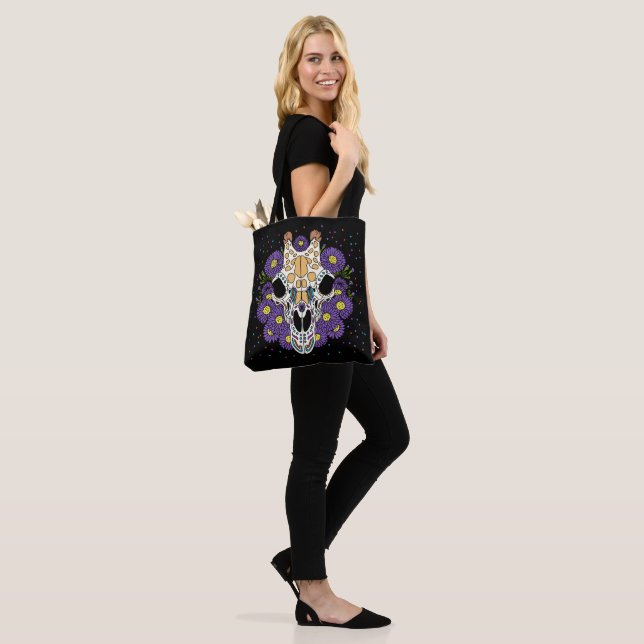 Tote Bag Crâne de l'Aster et de la Giraffe de septembre (Sur le modèle)