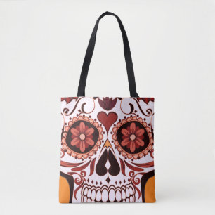 Tote Bag Crâne de sucre floral Art du Jour des Morts