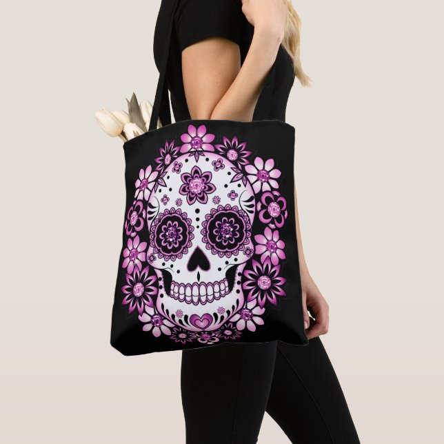 Tote Bag Crâne de sucre pourpre (De près)