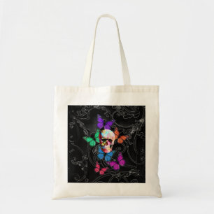 Tote Bag Crâne d'Imaginaire et papillons colorés