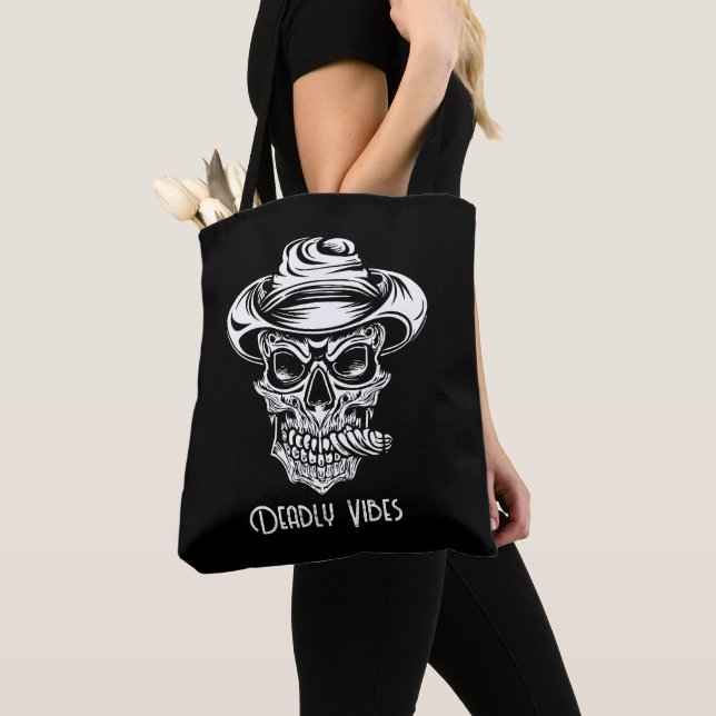 Tote Bag Crâne effrayant Vibes mortelles Halloween (De près)