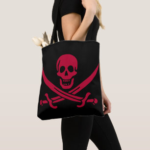 Tote Bag Crâne et épées de Crimson Drapeau pirate de Calico
