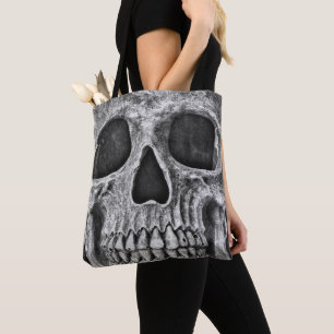 Tote Bag Crâne gothique Cool de Grunge noir et blanc