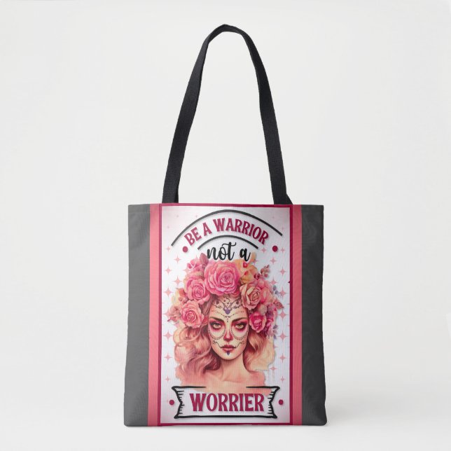 Tote Bag Crâne rose et joli sucre (Devant)