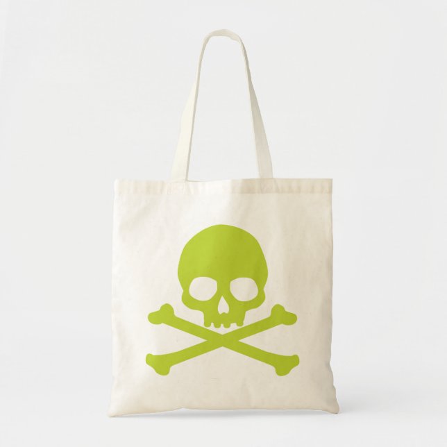 Tote Bag Crâne simple vert et os croisés (Devant)