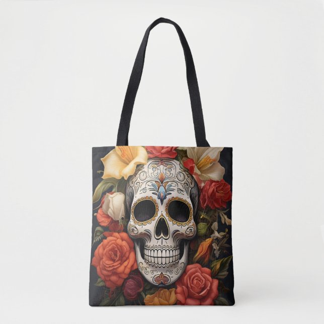 Tote Bag Crâne sucre Floral Fourre-tout (Devant)
