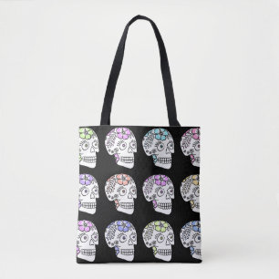 Tote Bag Crânes À Sucre Avec Fleurs