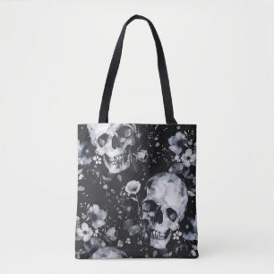 Tote Bag Crânes de jardin gothique et goth floral été