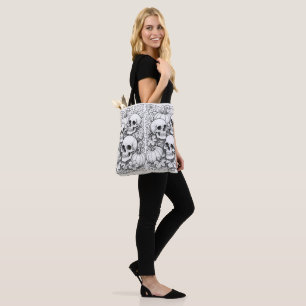 Tote Bag crânes et citrouille fourre-tout