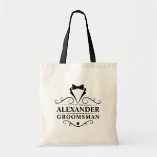 Tote Bag Cravate noire Groomsman