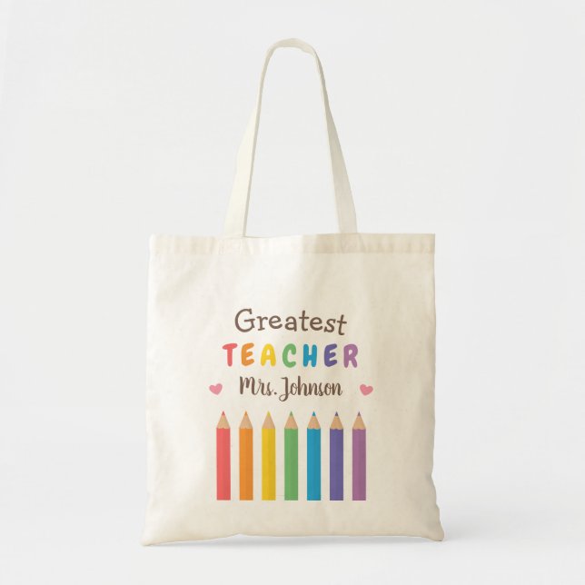 Tote Bag Crayons de couleur arc-en-ciel Plus grand enseigna (Devant)