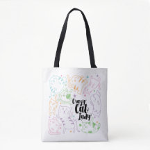 Crazy Cat Lady Colorful Cartoon Pattern Gift