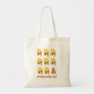 Tote Bag Crazy Lady Cat Funny Cat Maisons Caricature Slogan