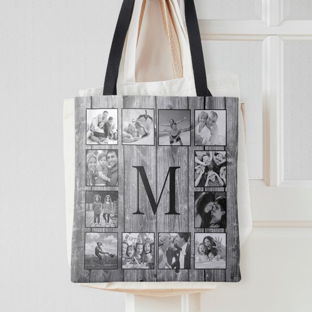 Tote Bag Create Your Custom Photo Collage Rustic Farmhouse (Créateur téléchargé)