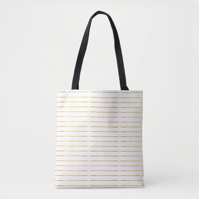 Tote Bag Créatif Glamour Moderne Faux Or Striped Chic (Devant)