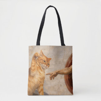 Tote Bag Création d'Adam avec le chat Sarca, une œuvre d'ar