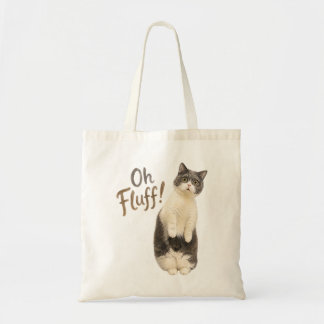 Tote Bag Création drôle de chat gris et blanc choqué