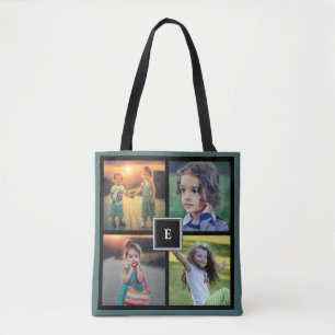 Tote Bag Créez votre propre collage photo de famille monogr