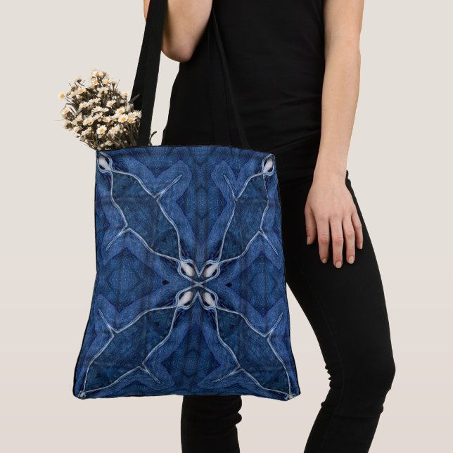 Tote Bag Créez votre propre impression Deep Blue Denim pers (De près)