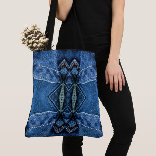 Tote Bag Créez Votre Propre Impression Miroir En Jean Bleu