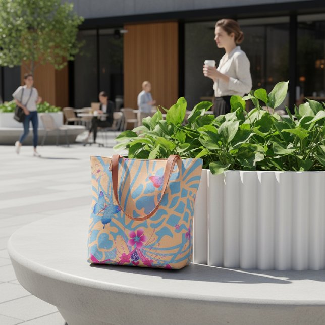 Tote Bag Créez Votre Propre Impression Tout-En-Dessus Éléga (Urban Butterfly Chic: Vibrant Butterfly Tote Bag. Your stylish everyday companion. Achempong Zazzle)