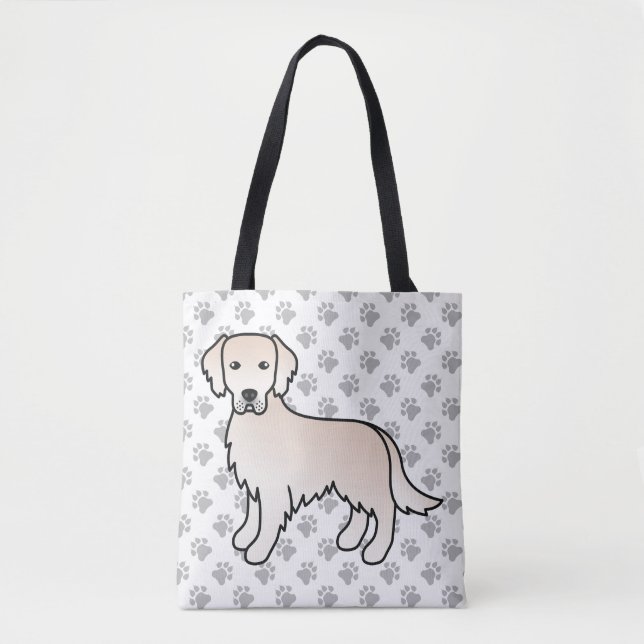Tote Bag Crème anglaise Golden Retriever Cartoon Chien & Pw (Devant)