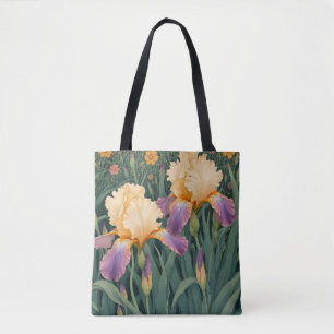 Tote Bag Crème et Iris pourpre