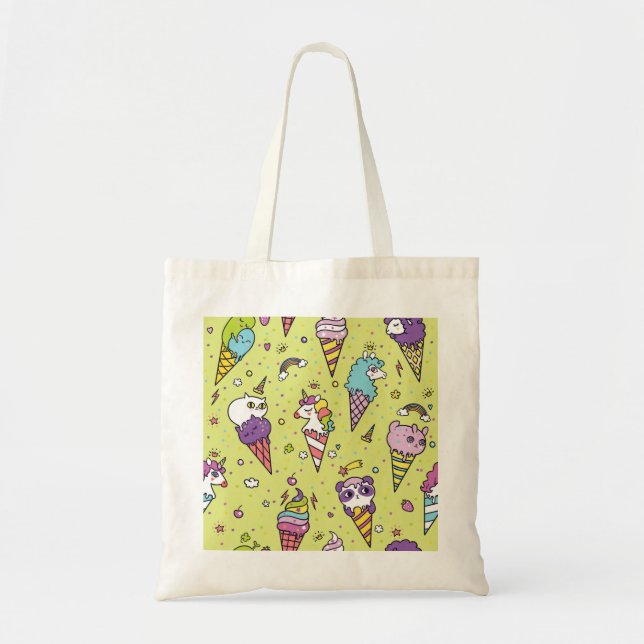 Tote Bag Crème glacée Pop Cute : Motif animal (Devant)