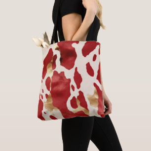 Tote Bag Crème Rouge Or Occidental Cowhide Howdy