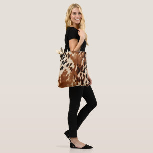Tote Bag Crème Western Cowboy Brown Noir Cowhide
