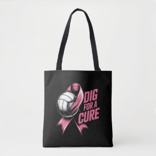 Tote Bag Creuser Pour Cure Rose Ruban Volleyball Cancer Du