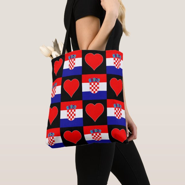 Tote Bag Croatie Drapeau Coeur Motif patriotique croate (De près)