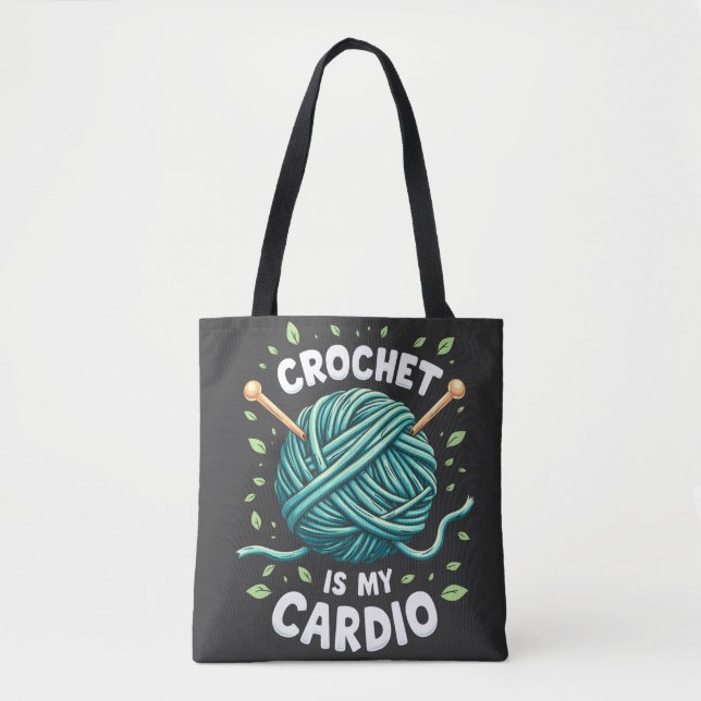 Tote Bag Crochet est mon cardio Fil à coudre Fitness (Devant)