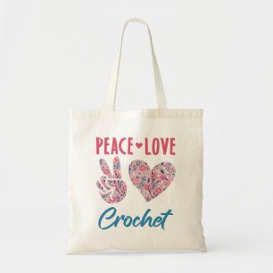 Tote Bag Crochet Peace Love